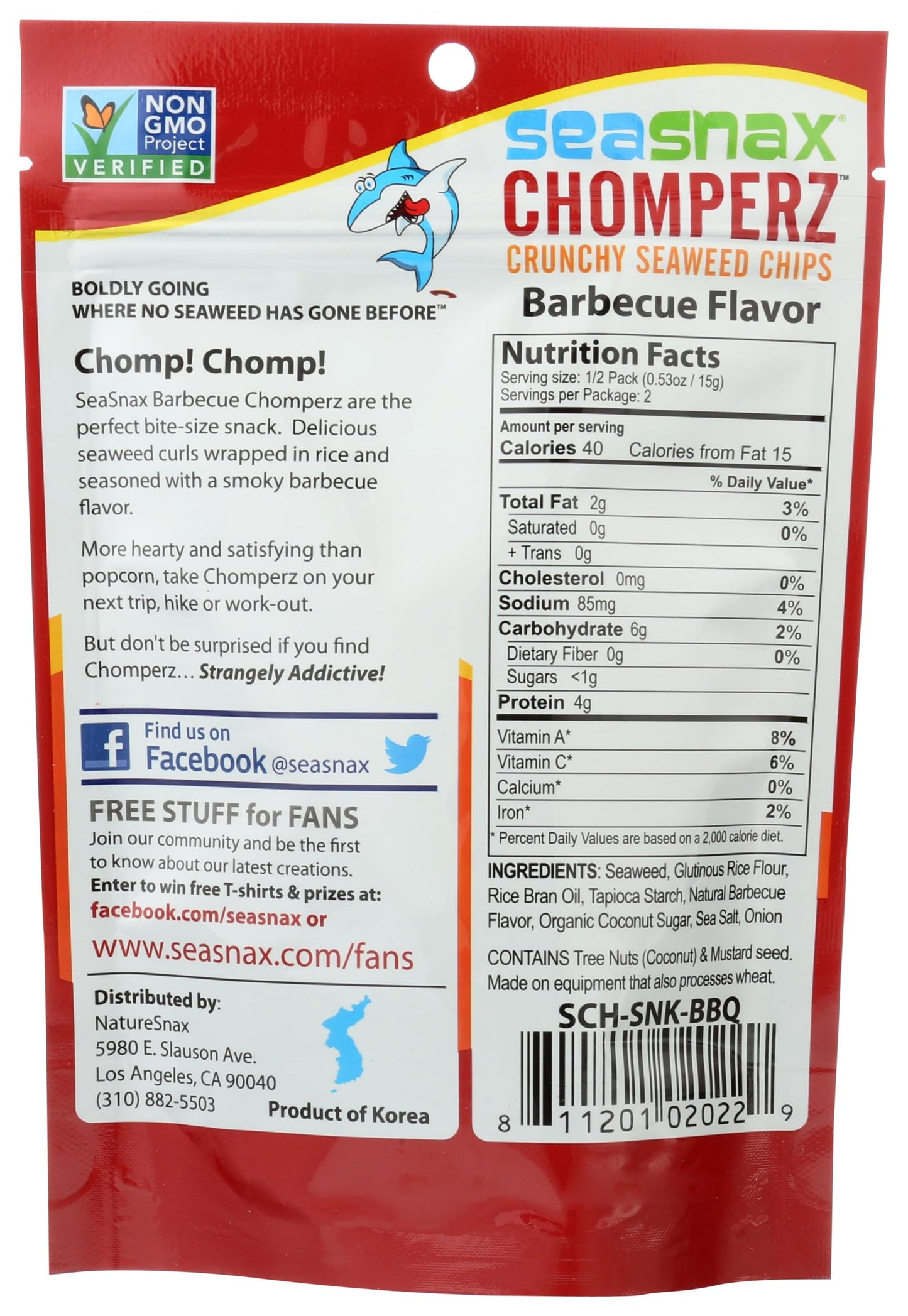 SEASNAX Chomperz Seaweed Barbecue, 1 OZ