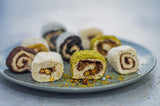 Malatya Pazari Assorted Turkish Delight Gift Box, Fruit Jelly Candy with Nuts, 4 Flavor Mix (Hazelnut, Pistachio, Blackberry, Chocolate), Sweet Treat