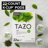 TAZO Organic Zen Green Tea K-Cups, Caffeine Free Tea with Refreshing Lemongrass & Spearmint, 22 Pods
