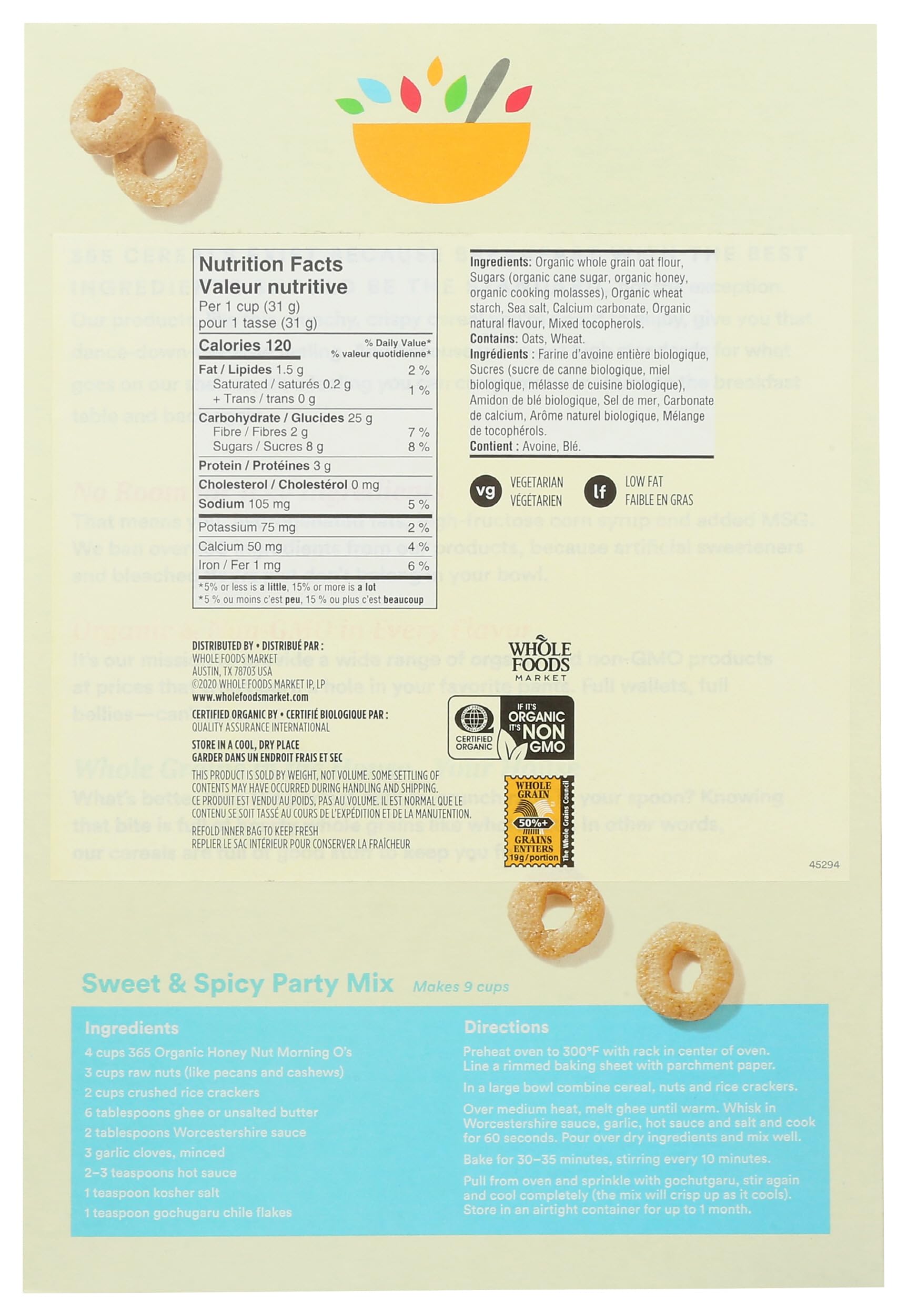 365 by Whole Foods Market, Organic Honey And Nut Morning O's Cereal, 12.2 Ounce