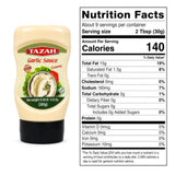 Tazah Lebanese Garlic Sauce 9.34 Fl Oz Squeezable Bottle Authentic Middle Eastern Creamy Garlic Dressing Great for Shawarma Falafel & More (??? Toum)
