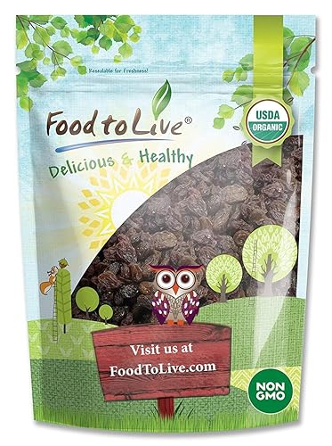 Food to Live California Organic Raisins, 2 Pounds - Thompson Seedless Select, Sun-Dried, Non-GMO, Kosher, Unsulphured, Bulk, No Oil Added