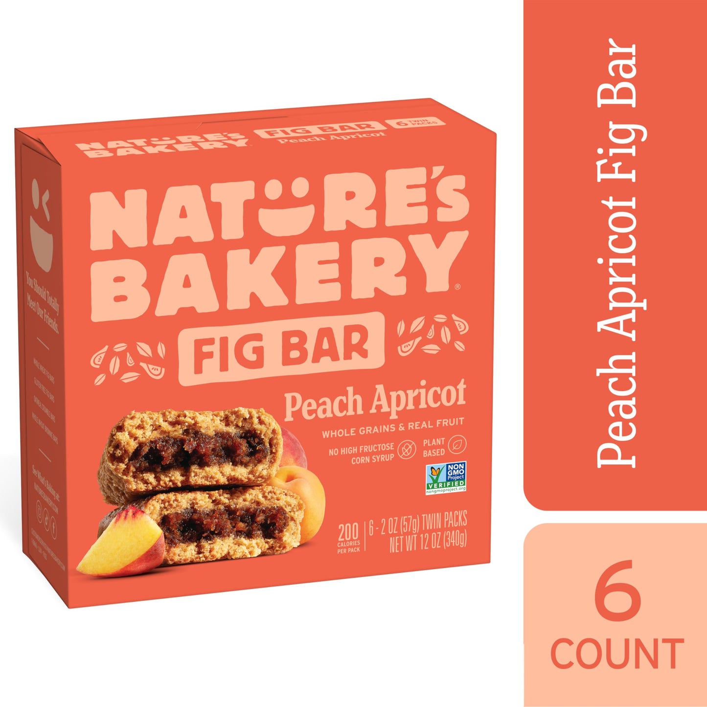 Natures Bakery Whole Wheat Fig Bar, Peach Apricot, 6 Count (Pack of 4)