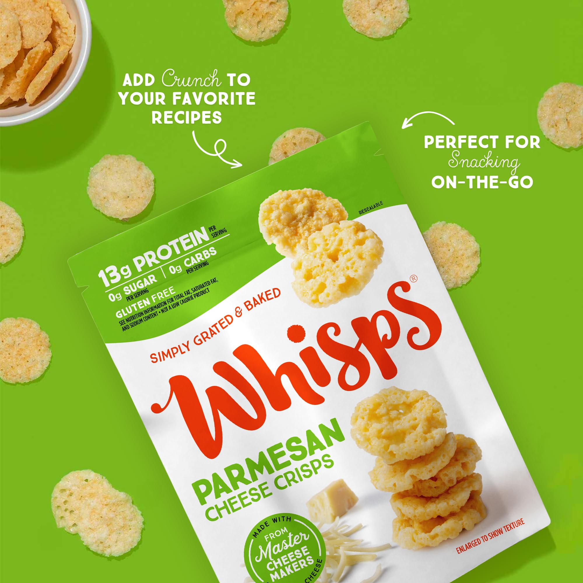 Whisps Cheese Crisps Parmesan Cheese | Protein Chips | Healthy Snacks | Protein Snacks, Gluten Free, High Protein, Low Carb Keto Food (10.8 Oz, 2