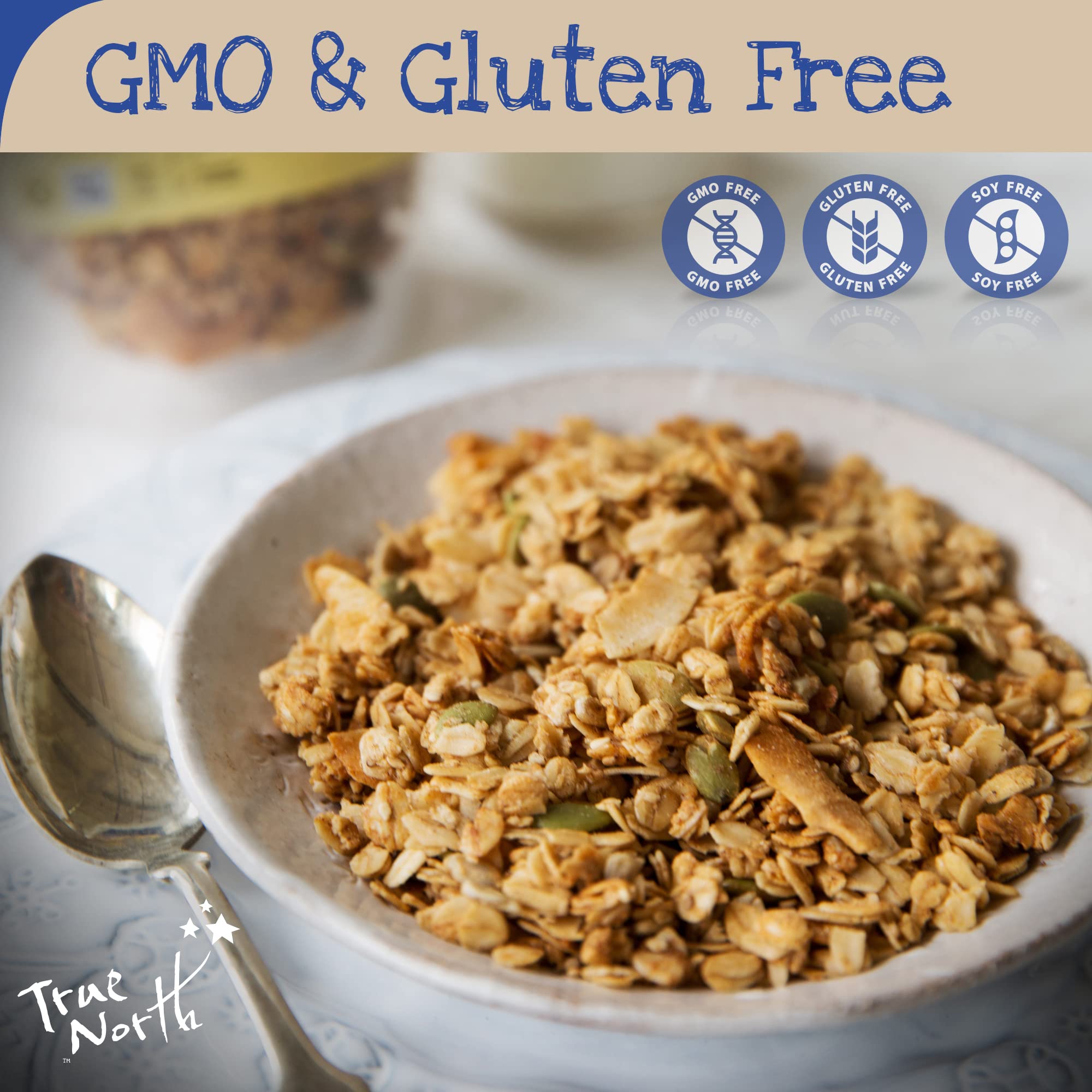 True North Granola - Gluten Free Maple Vanilla Granola, Low Carb, Nut Free and Non-GMO, Bulk Bag, 10 lb.