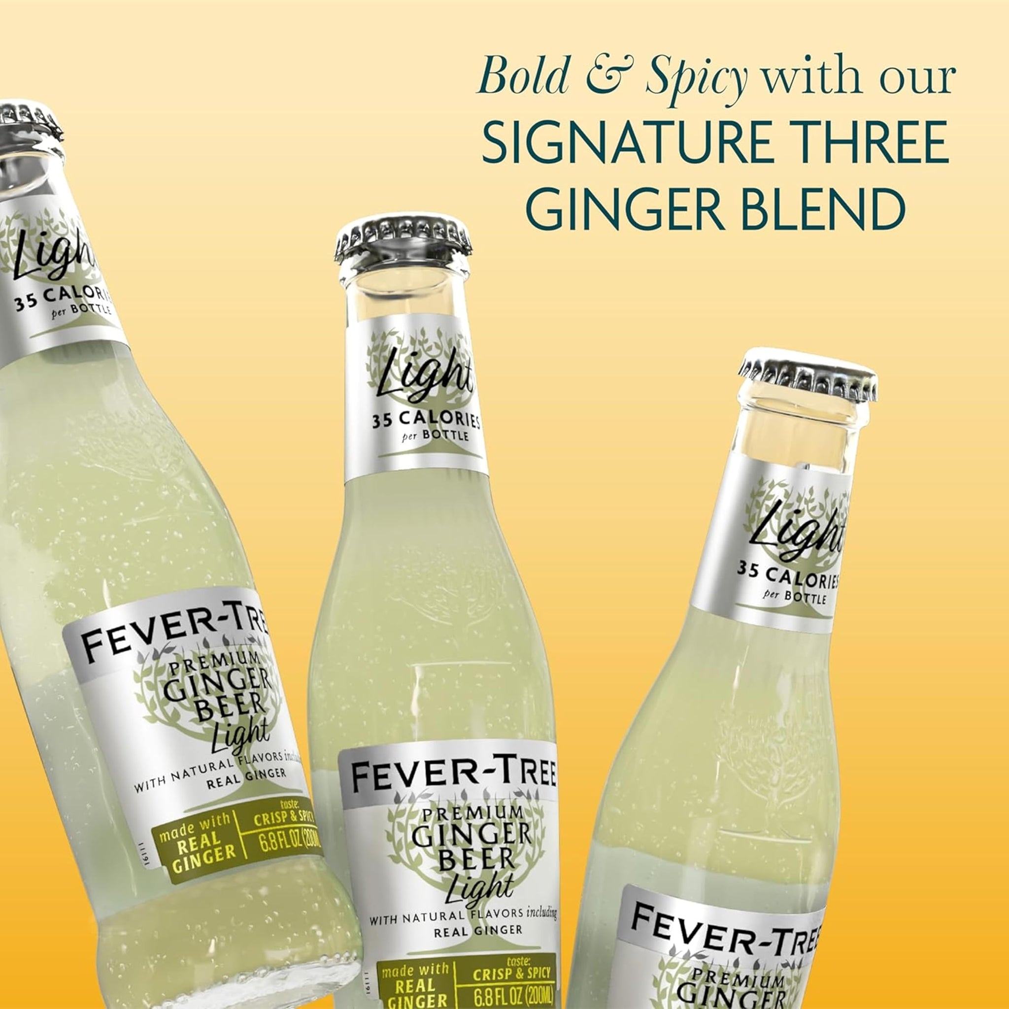 Fever-Tree Light Ginger Beer - Premium Low Calorie Mixer for Cocktails and Mocktails, 6.8 fl oz Bottles, Pack of 24 - Naturally Sourced, Non-GMO