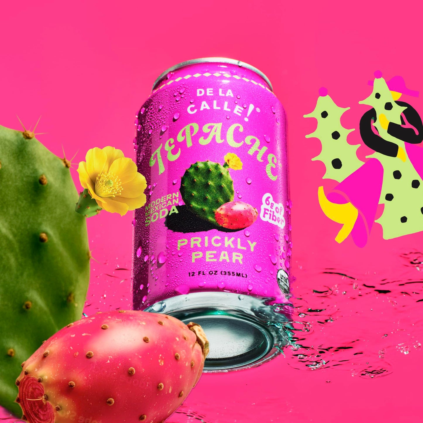 De La Calle Tepache - Cactus Prickly Pear - Modern Mexican Soda - Craft Fermented Pineapple Sparkling Beverage - Certified Organic, Non-Alcoholic