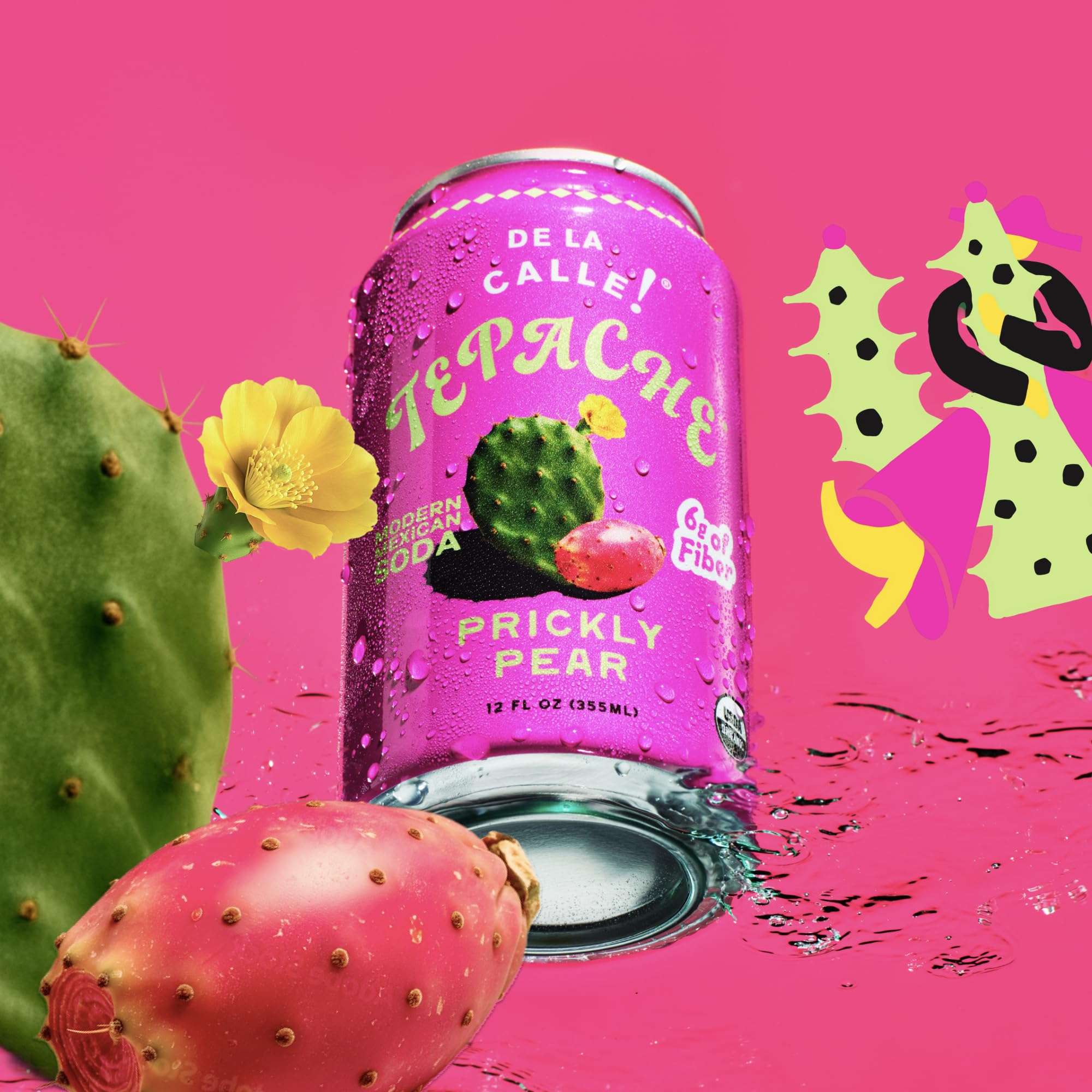 De La Calle Tepache - Cactus Prickly Pear - Modern Mexican Soda - Craft Fermented Pineapple Sparkling Beverage - Certified Organic, Non-Alcoholic