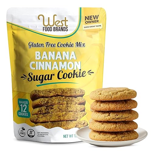 West Food Brands Real Banana Flavor Cinnamon Sugar Cookie Mix - Gluten Free Cookie Mix, Allergen Free & No Artificial Sweeteners - Natural Ingredients Cinnamon Cookies (1 Pack, 12 Cookies)