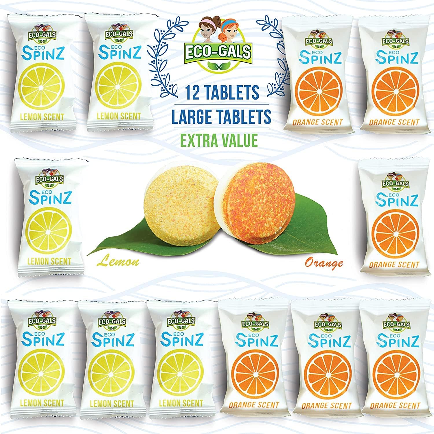 ECO-GALS Eco Spinz Garbage Disposal Soap for Cleaning Kitchen Sinks and Drains 6 ct. Lemon & 6 ct. Orange Citrus Scent