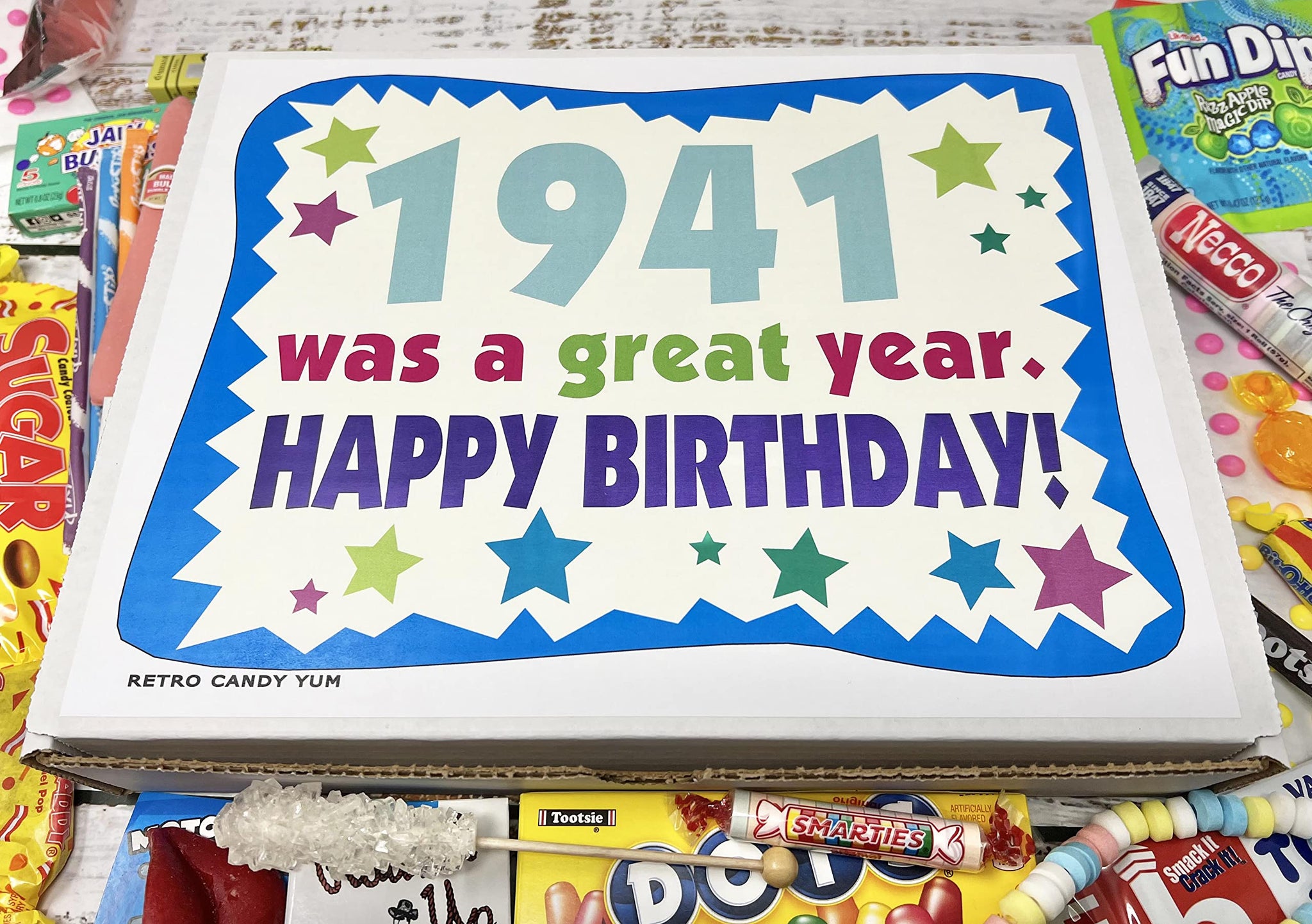 RETRO CANDY YUM ~ 1941 85th Birthday Gift Box of Nostalgic Retro Candy Mix from Childhood for 85 Year Old Man or Woman Born in 1941