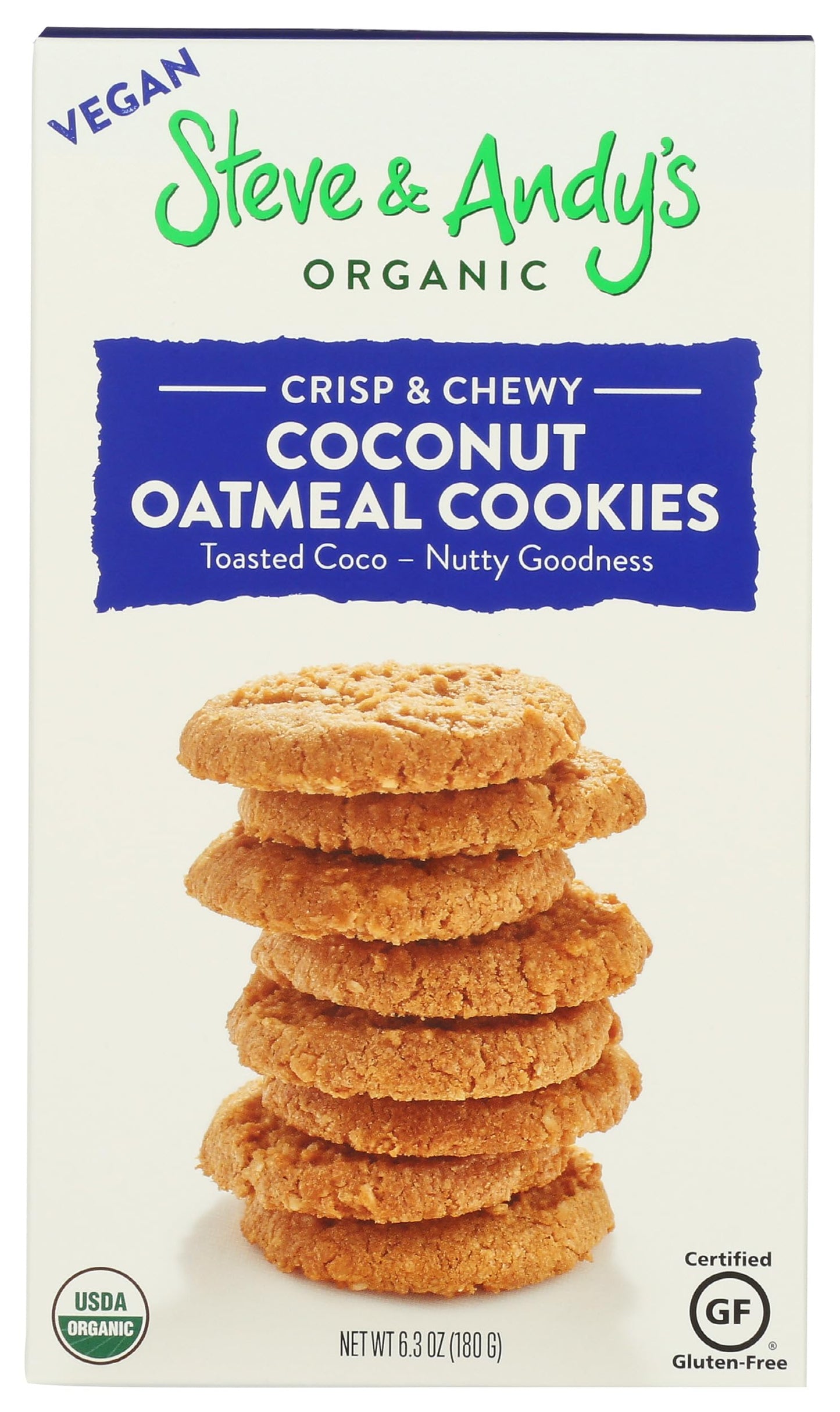 Steve & Andy'S, Cookies Oatmeal Coconut Organic, 6.3 Ounce