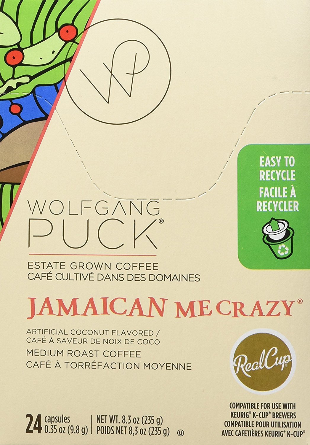 Wolfgang Puck Jamaican Me Crazy Flavored Coffee Single Serve Cups for Keurig, 24 Count (Pack of 2)