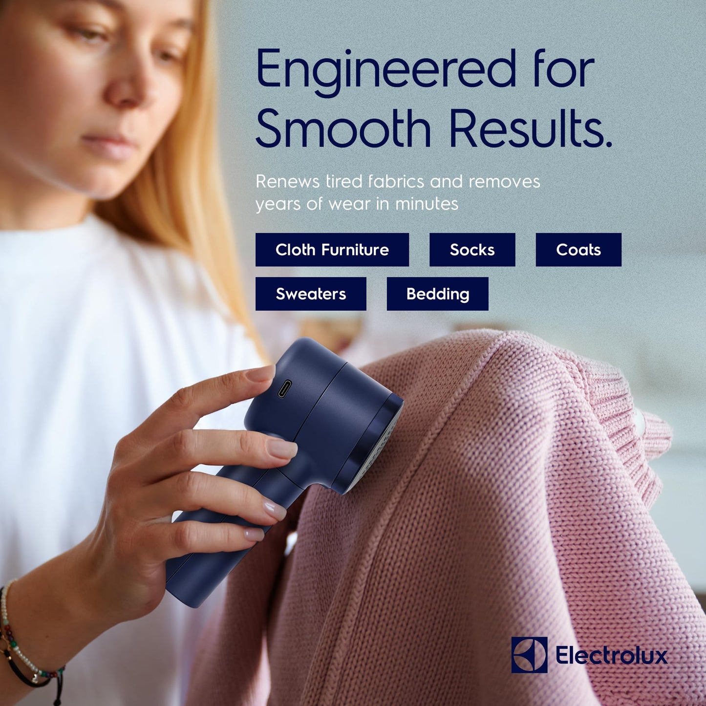 Electrolux Rechargeable Fabric Shaver | Compact Travel Lint Remover for Clothes & Furniture | Eliminates Fuzz & Pilling | 3-Speed Electric Lint Shaver