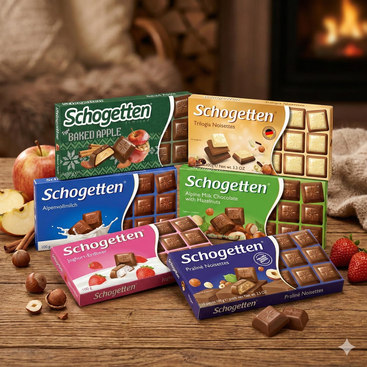 Schogetten Assortment of German Chocolates 6 Variety Pack, 100gram Each