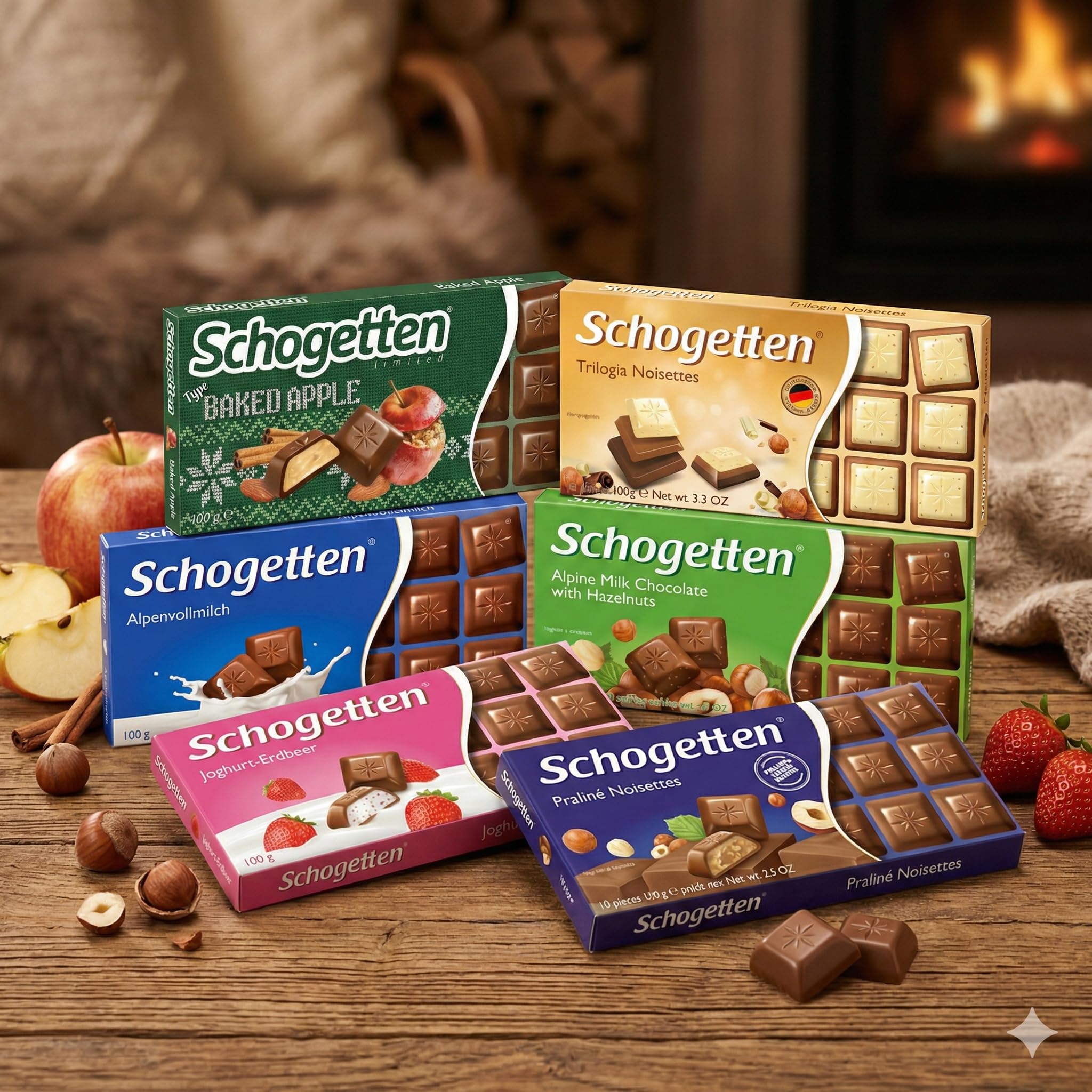 Schogetten Assortment of German Chocolates 6 Variety Pack, 100gram Each