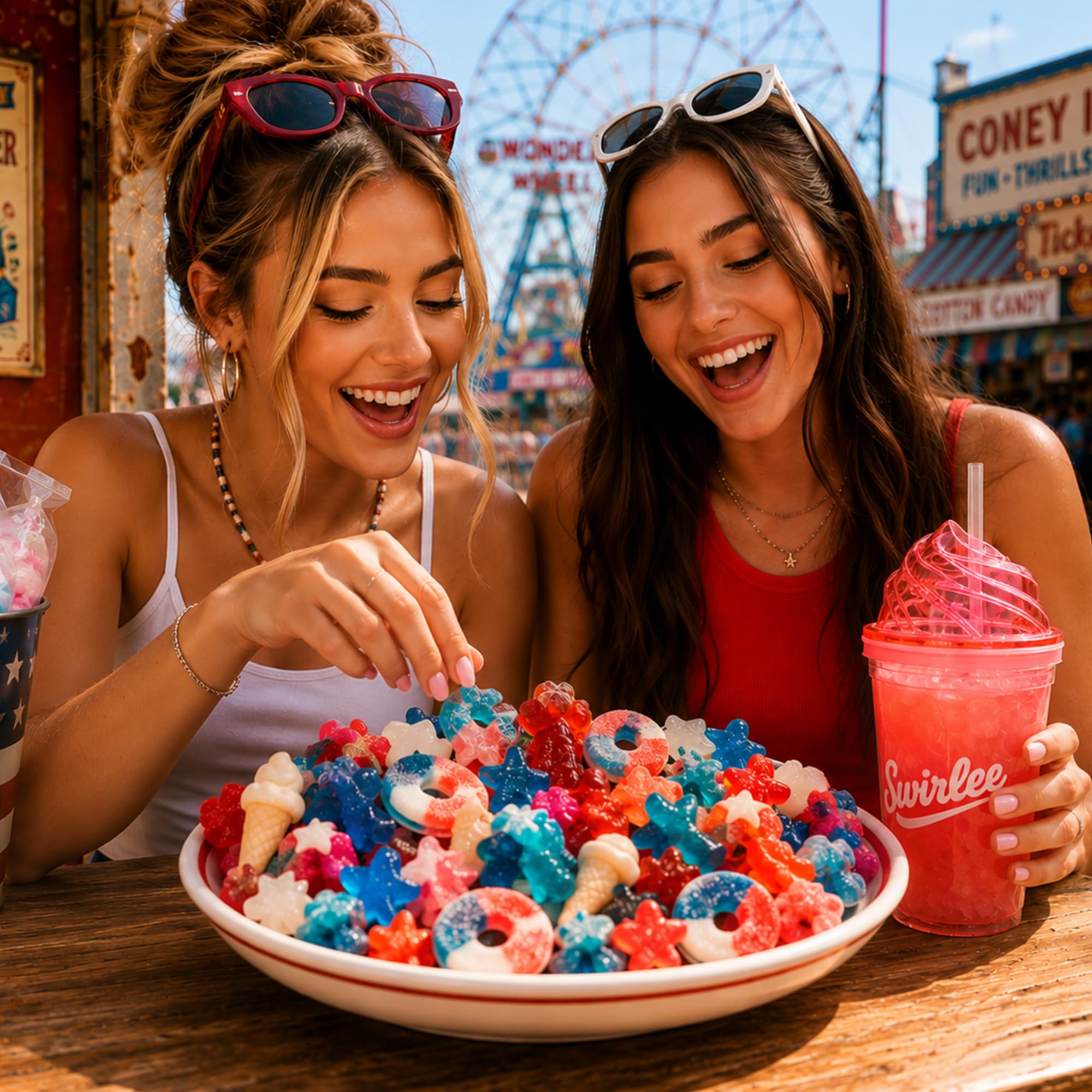 Wuzzler™ Stars & Stripes Mix by Swirlee Pop™ - 2 lb Patriotic Candy Variety Mix for Summer Parties, BBQs & Events.