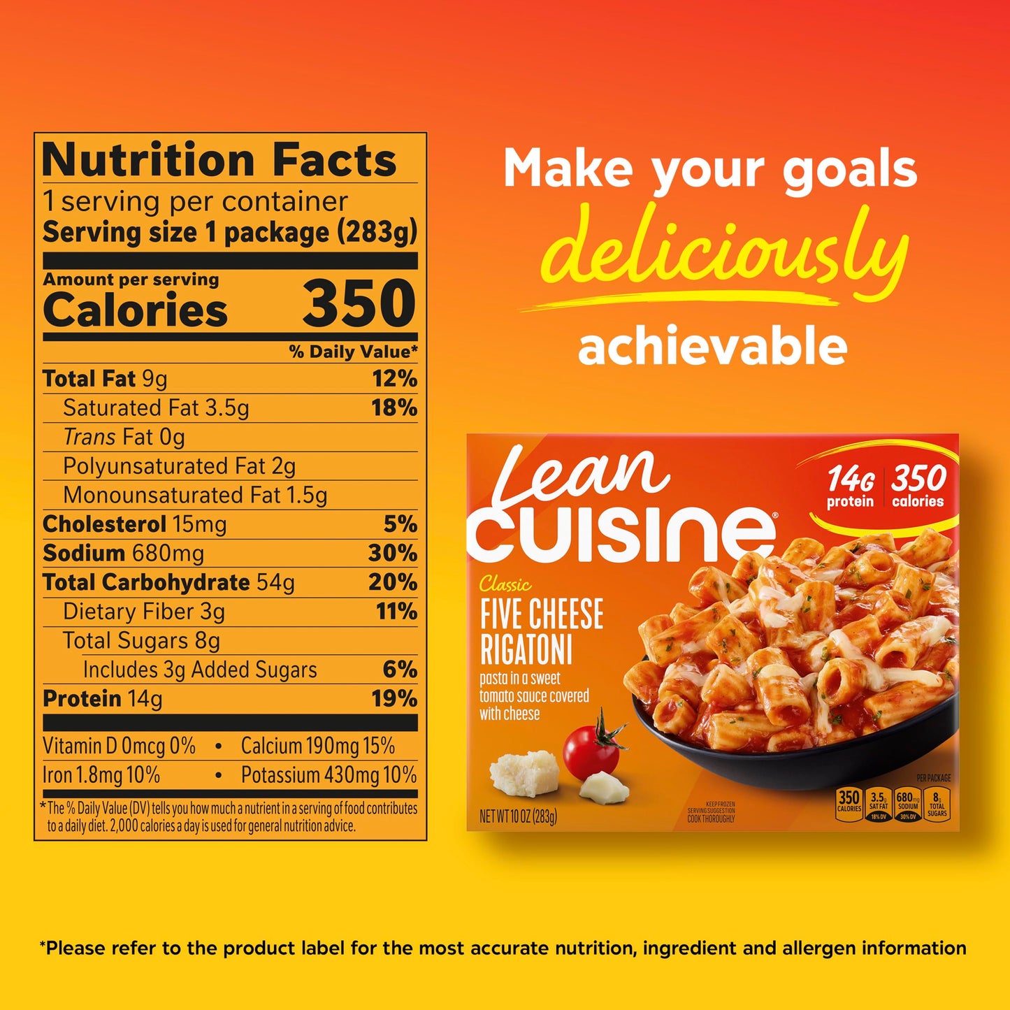 Lean Cuisine Classic Five Cheese Rigatoni, Frozen Lunch Or Dinner, Frozen Meals 10 oz