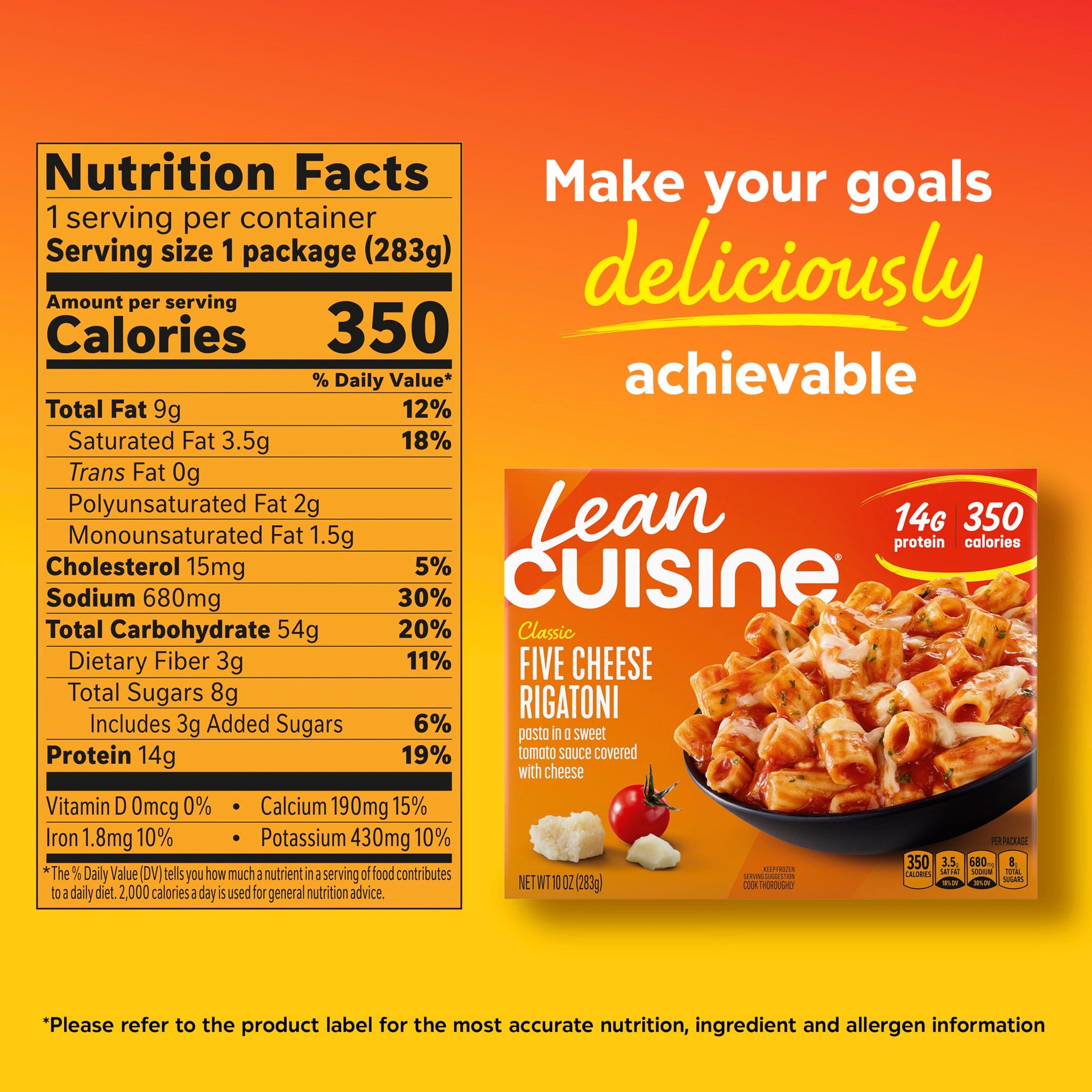 Lean Cuisine Classic Five Cheese Rigatoni, Frozen Lunch Or Dinner, Frozen Meals 10 oz