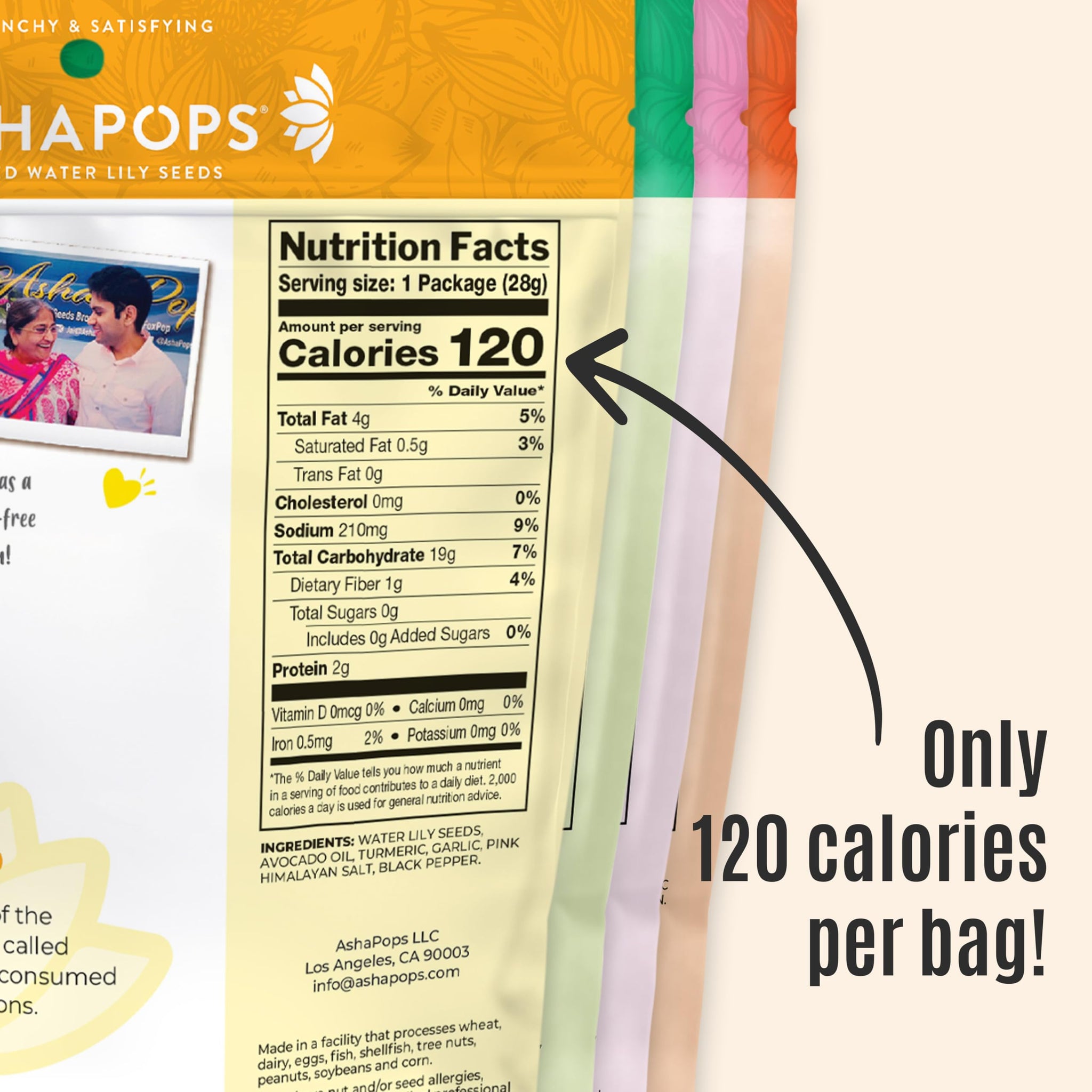 AshaPops Variety Pack Popped Water Lily Seeds - Gluten Free | Vegan | Paleo | Kosher OU| Soy Free | 1 oz | (Pack of 4 Bags)