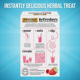 NEW Twinings Strawberry Raspberry Refreshers, Herbal Tea Instant Beverage with Real Strawberry Fruit Bits, 5 Count (Pack of 1), Café Style, No