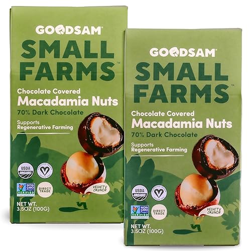 GoodSAM Organic Chocolate Covered Macadamia (Pack of 2) - No Sugar Added, Non GMO, Vegan, Regenerative Farming, Direct Trade