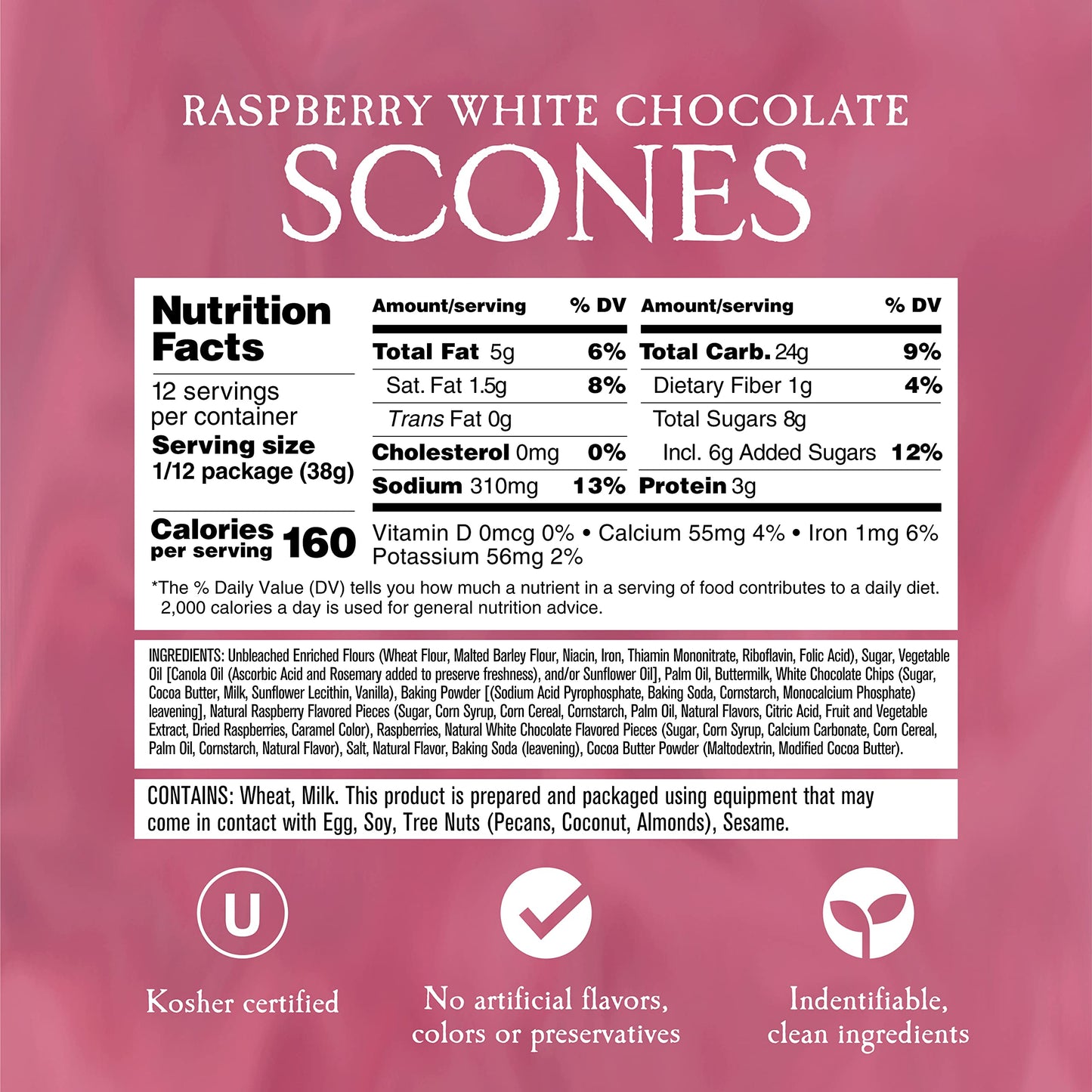 English Scone Mix, Raspberry White Chocolate by Sticky Fingers Bakeries - Easy to Make English Scones Fresh Baked, Makes 12 Scones (1pk)