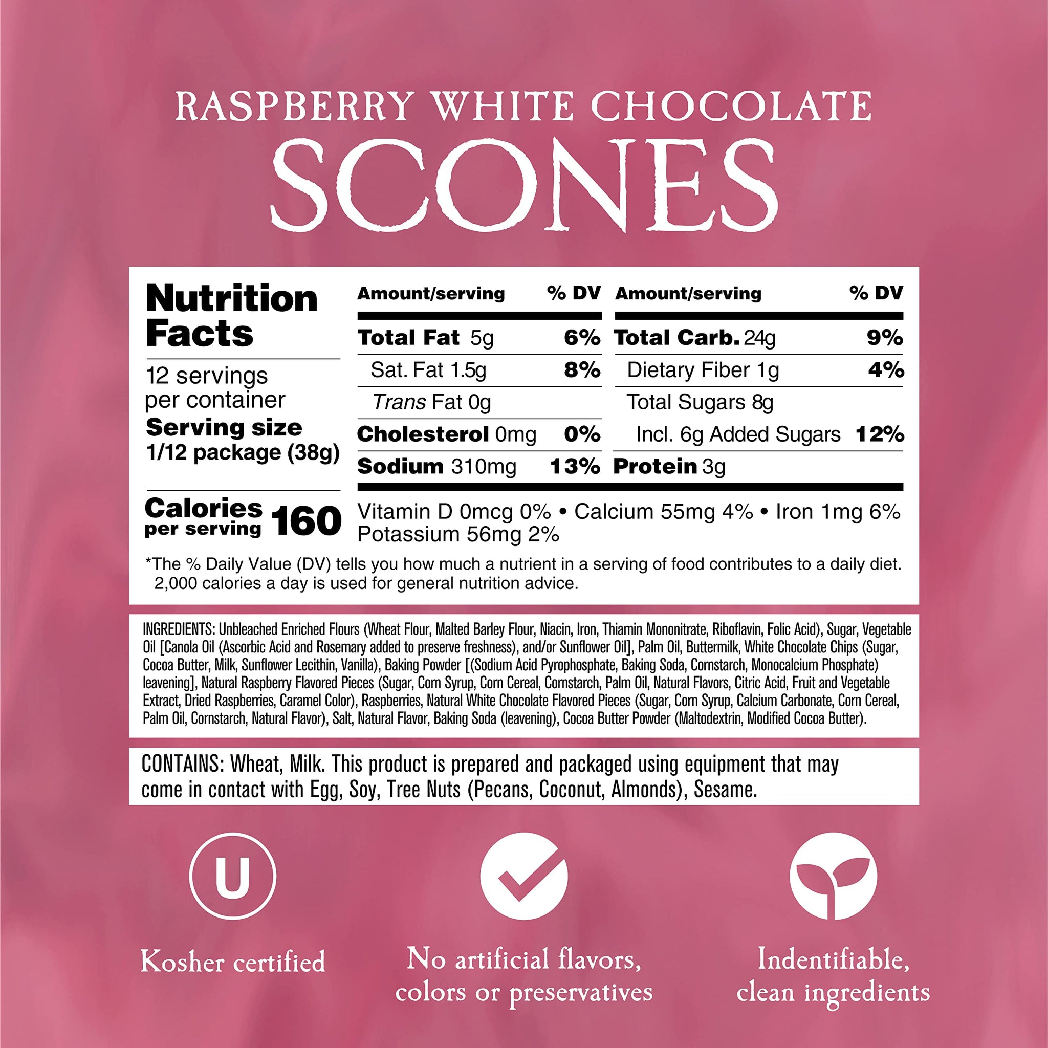 English Scone Mix, Raspberry White Chocolate by Sticky Fingers Bakeries - Easy to Make English Scones Fresh Baked, Makes 12 Scones (1pk)