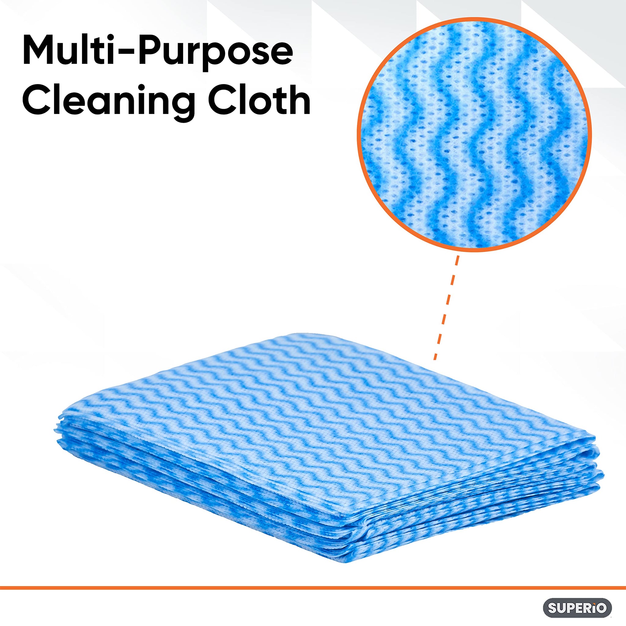 Superio Handy Wipes for Kitchen - Blue Reusable Multi-Purpose Heavy-Duty Cleaning Cloth for House, Bathroom, and Office. Disposable Dish Towel (5)