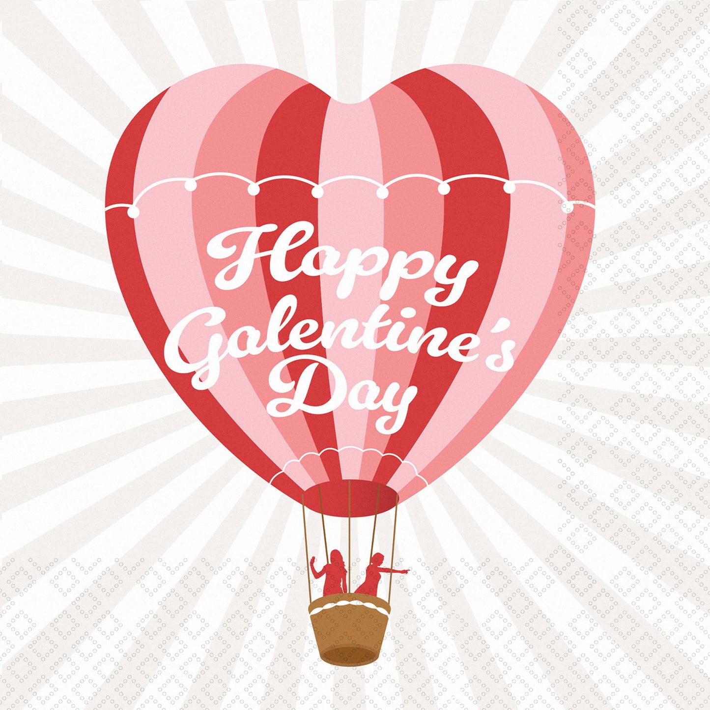 Boston International Cocktail Napkins Disposable 3-Ply Paper Party Napkin Pack, 5" x 5", Heart Air Balloon, 20-Count