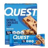 Quest Nutrition Oatmeal Chocolate Chip Protein Bars, 20g Protein, 1g Sugar, 5g Net Carb, Gluten Free, Keto Friendly, 4 Count