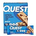 Quest Nutrition Oatmeal Chocolate Chip Protein Bars, 20g Protein, 1g Sugar, 5g Net Carb, Gluten Free, Keto Friendly, 4 Count