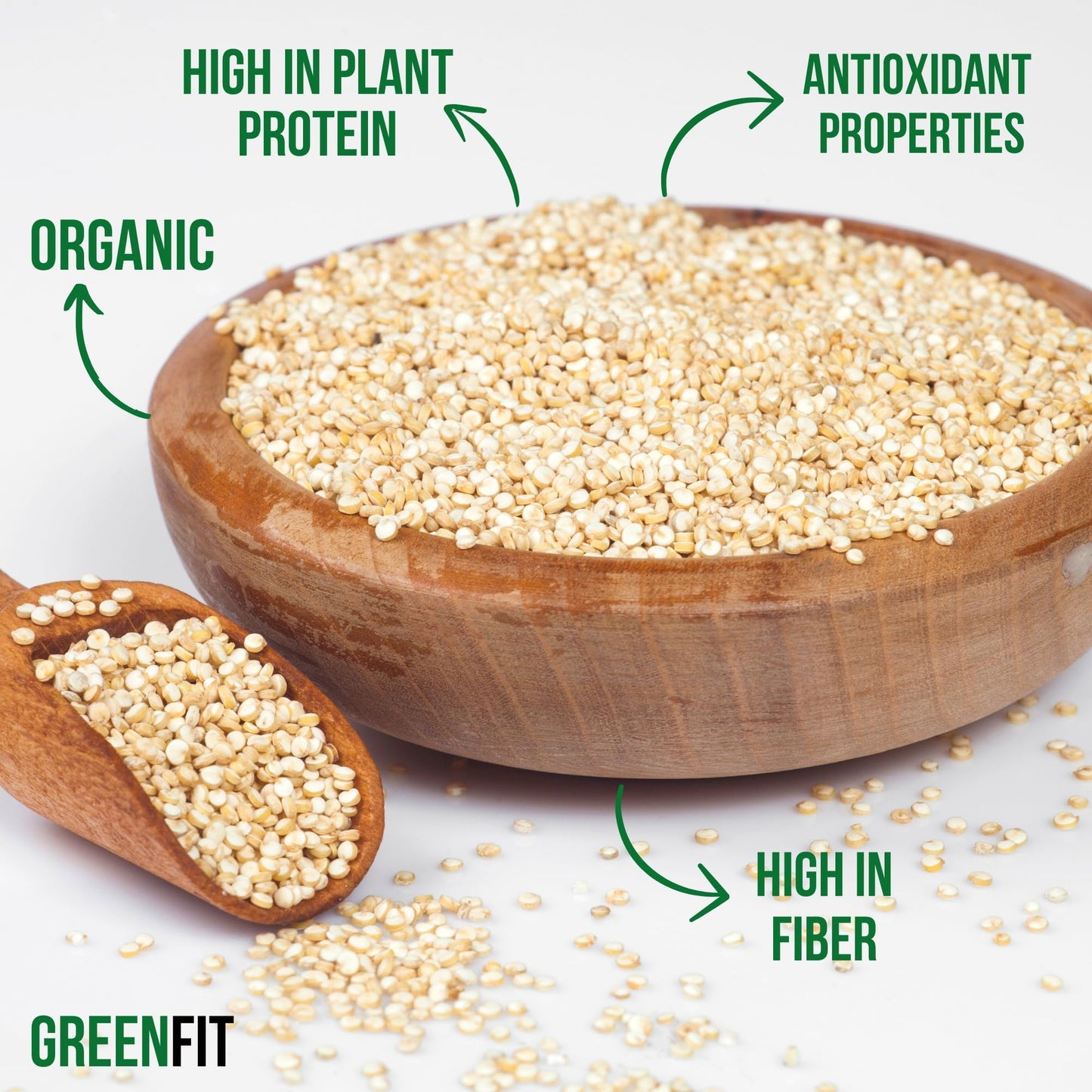 Greenfit Royal Organic White Quinoa | Non-GMO, Gluten-Free, Vegan, and Organic | Complete Protein, High Fiber, Low-Calorie White Quinoa | (10 Pound - Pack of 1)