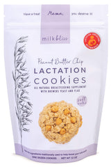 MilkBliss Peanut Butter Chip Soft Baked Lactation Cookies for Breastfeeding, All Natural and GMO Free Lactation Boosting Ingredients! Oats, Flaxseed, Brewers Yeast. 12 Count