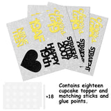 18pcs Black Gold Glitter Dessert Cupcake Pick for Straight Outta 2007 Cheer to 19 Years Old Theme Decor Supplies Happy 19th Birthday Party Decoration