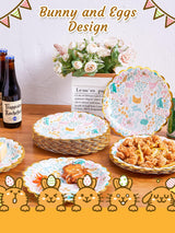 KTCNMER Easter Paper Plates Bulk 50 pcs 9 in Dinner Disposable Plates Heavy-duty for Easter Party Supplies, Gold Foil Scalloped Edge