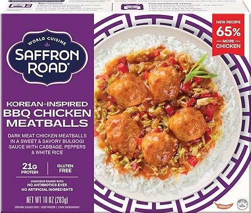Saffron Road Frozen Korean-Inspired BBQ Chicken- High Protein, Chickens Raised with no Antibiotics, No Artificial Ingredients, Gluten Free-10 Ounce