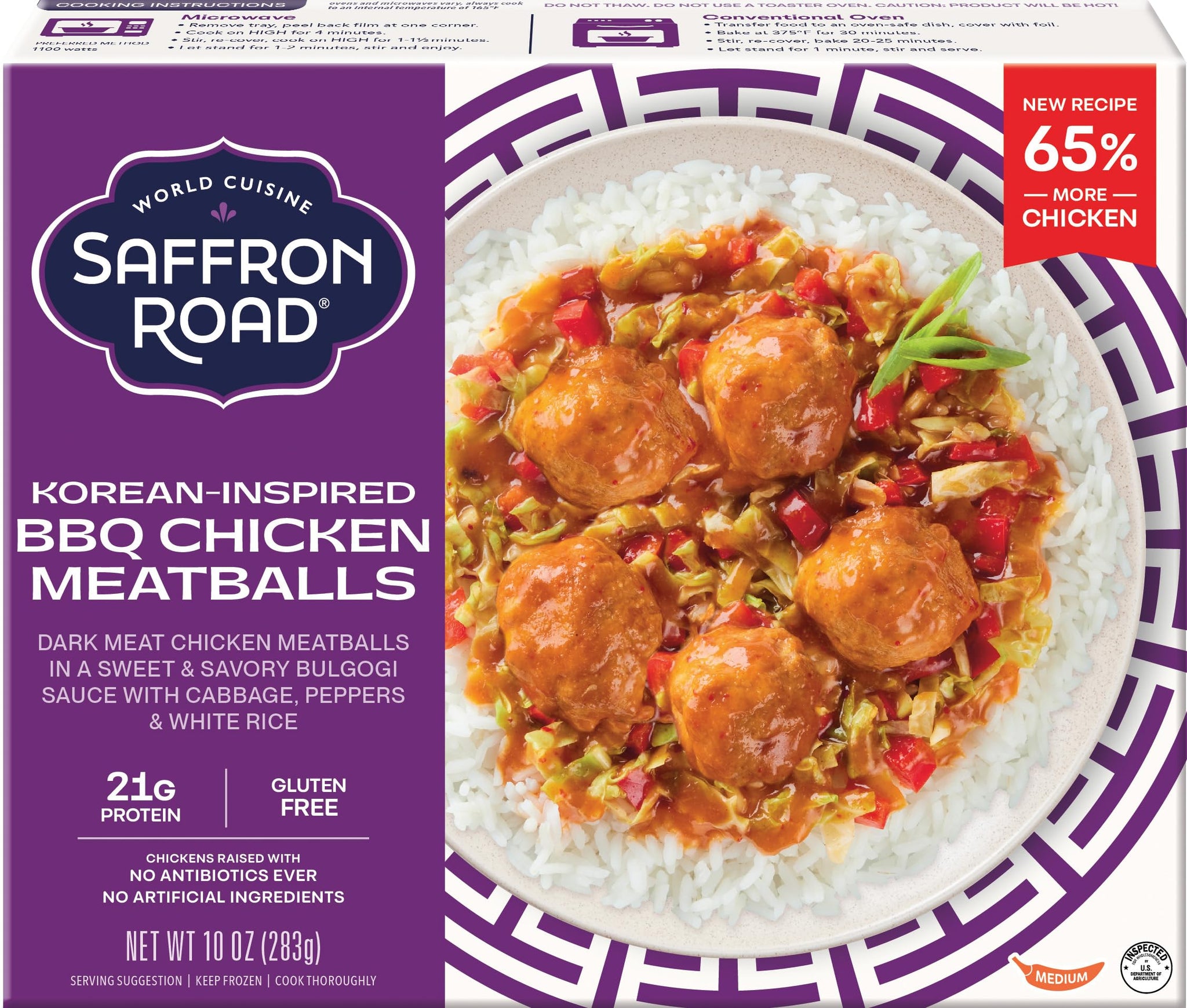 Saffron Road Frozen Korean-Inspired BBQ Chicken- High Protein, Chickens Raised with no Antibiotics, No Artificial Ingredients, Gluten Free-10 Ounce