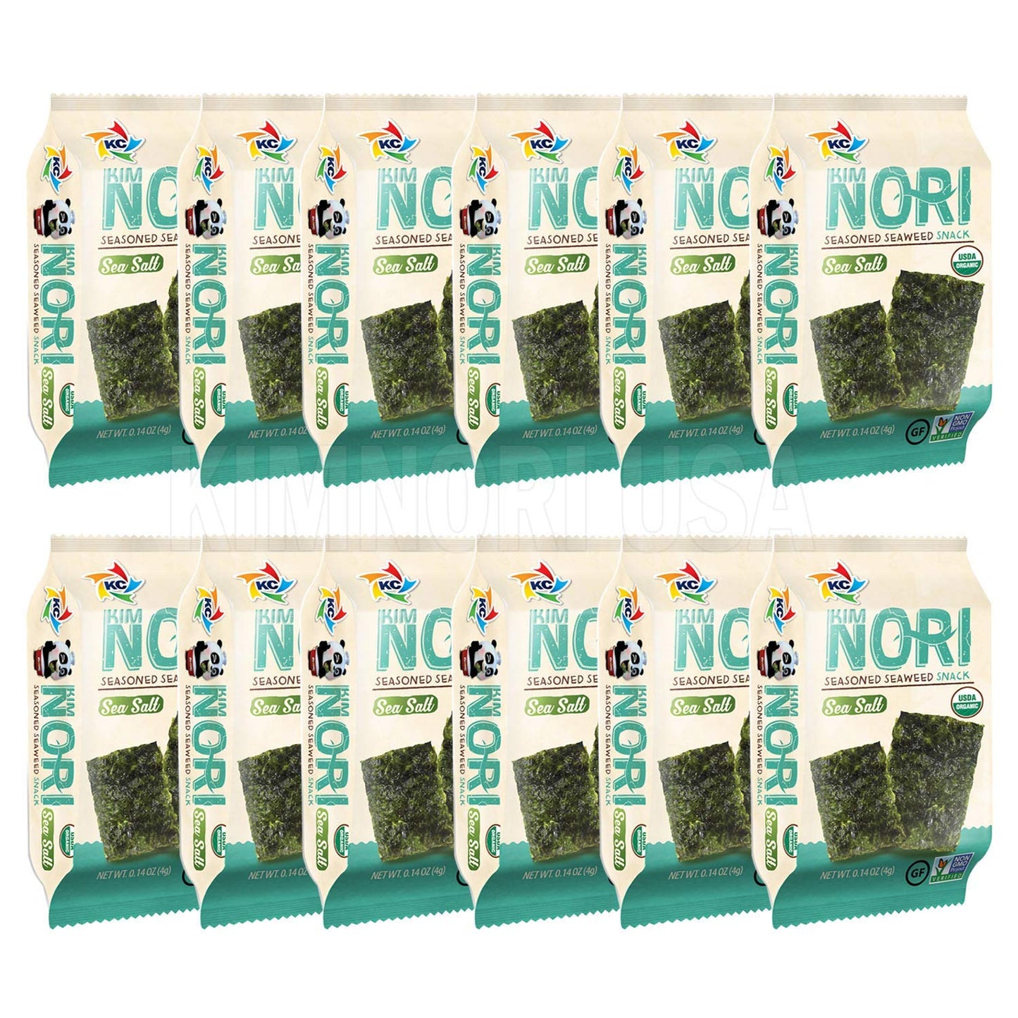 Organic Kimnori Seasoned Roasted Seaweed Snacks - 4g X 12 Pack (48g) Kim Nori - 12 Individual Packs (Sea-Salt Flavor 12 Pack)