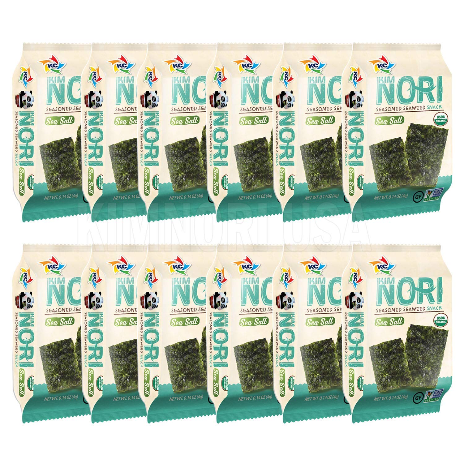 Organic Kimnori Seasoned Roasted Seaweed Snacks - 4g X 12 Pack (48g) Kim Nori - 12 Individual Packs (Sea-Salt Flavor 12 Pack)