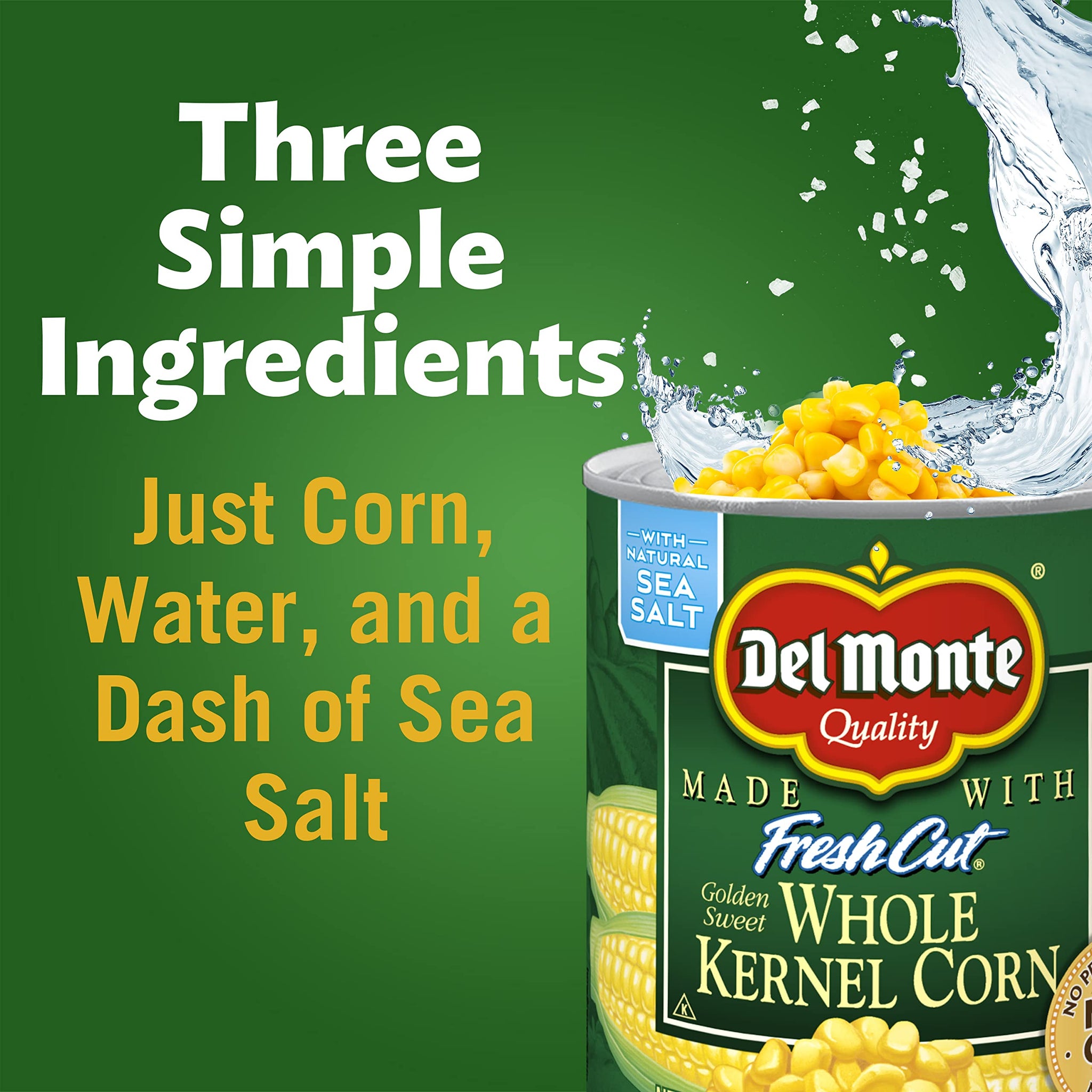 Del Monte Fresh Cut Golden Sweet Whole Kernel Corn, 8.75 oz. Can, Canned Vegetables