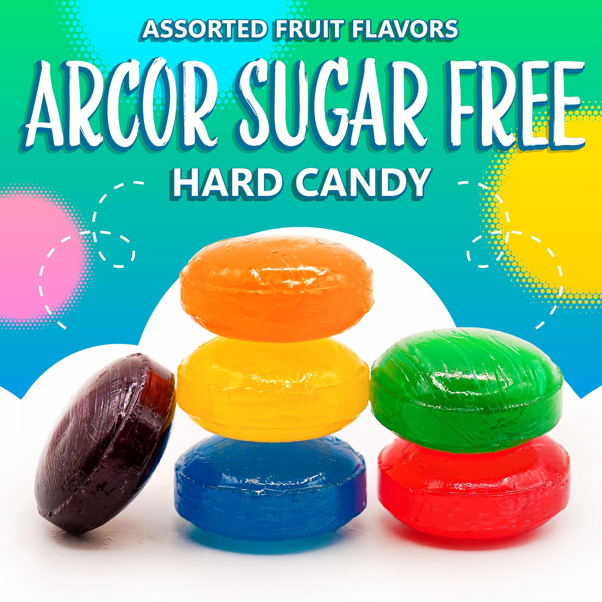 Sugar Free Hard Candy Mix | 1-Pound Pack | About 75 Pieces | Assorted Fruit Flavors | Individually Wrapped Sugarless Candies for Office Bowl | Lemon