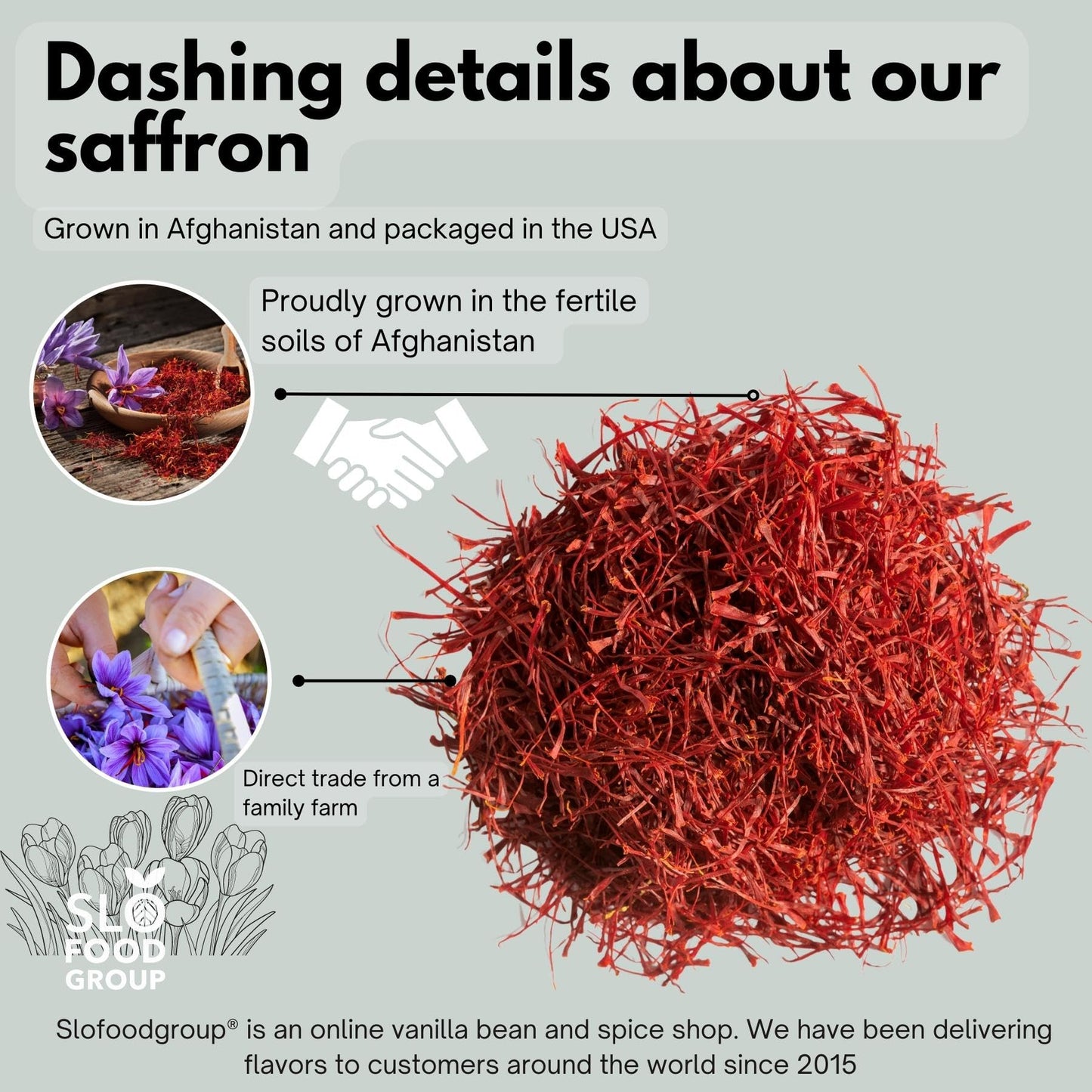 Persian Saffron Spice from Afghanistan by Slofoodgroup, Premium Quality Saffron Threads, All Red Saffron filaments for cooking, tea, Baking and More