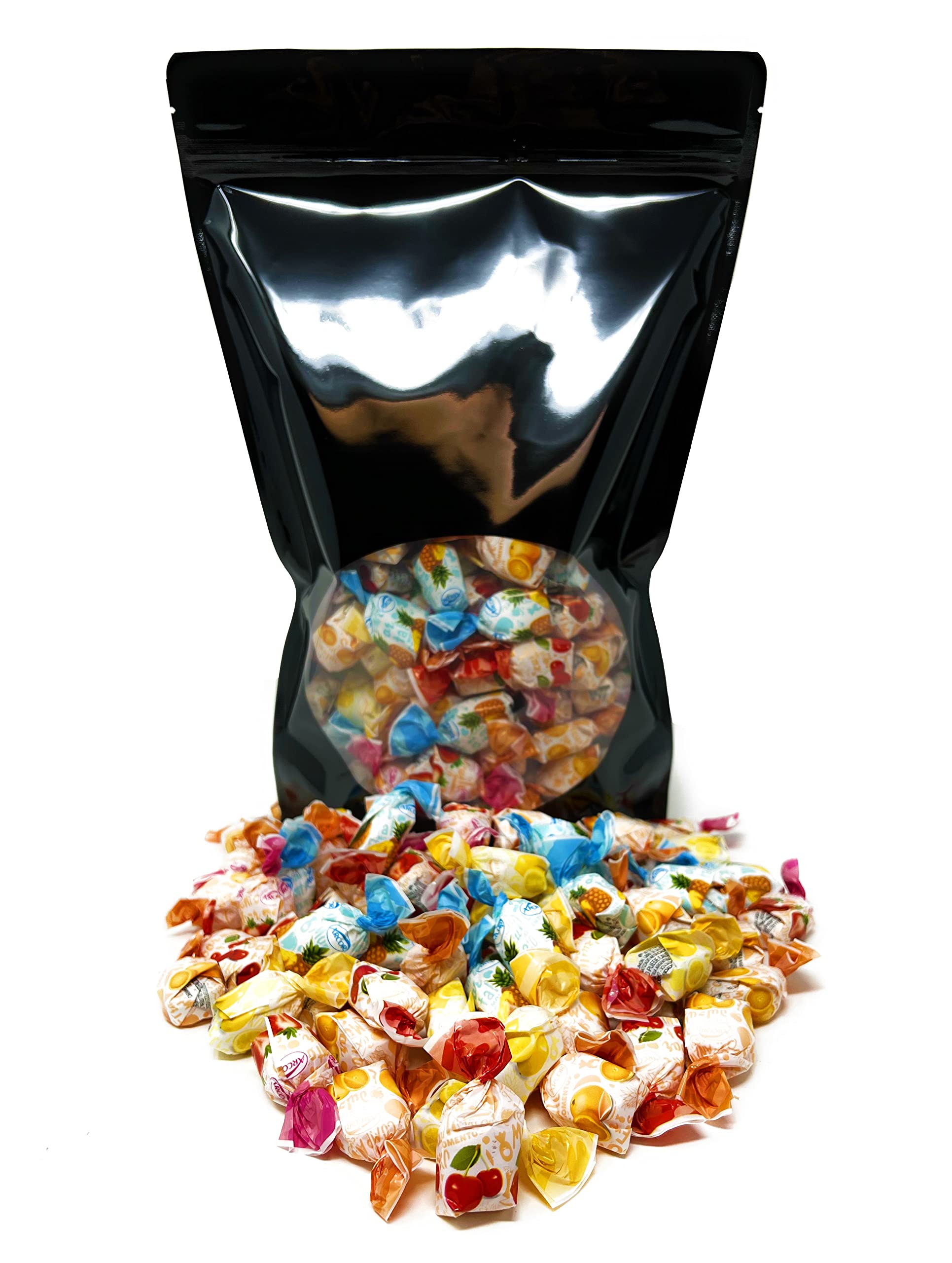 Fruit Filled Hard Candies - 3 lbs - Strawberry, Cherry, Pineapple, Orange and Lemon Flavored Bon Bons Filled with Real Fruit Pulp Bulk American