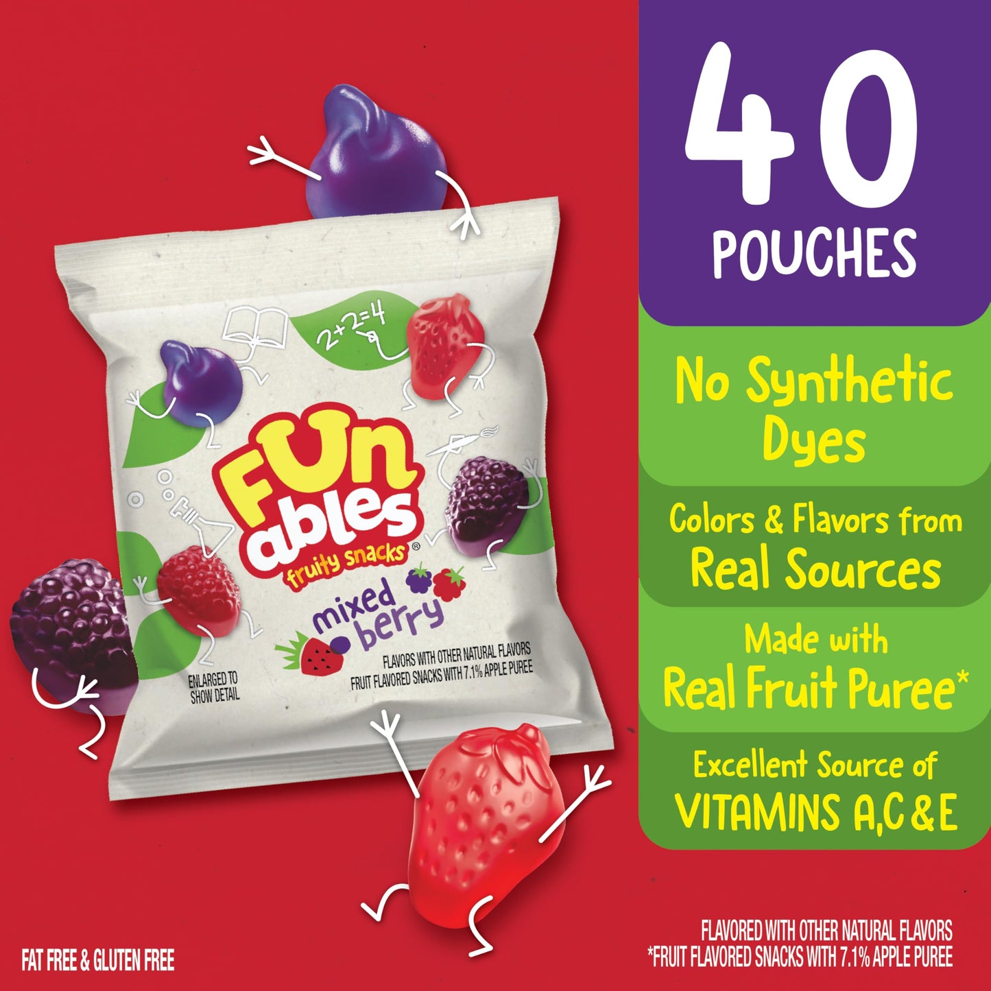 Funables Fruity Snacks, Mixed Berry Flavored Snacks, 32 oz 40 ct