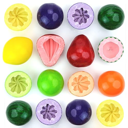Chewing Gum for Kids - 2 Inch Jumbo Bubble Gum - 15lb Bulk Mega Fruit Shaped Gumballs - Assorted Fruit Flavored Gums