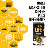 Better Buzz Best Drink Ever Vanilla Latte Single Serve Kit 24ct.,12 Medium Roast Coffee Pods (Buzz Life) & 12 (Vanilla Buzz) Coffee Creamer Powder