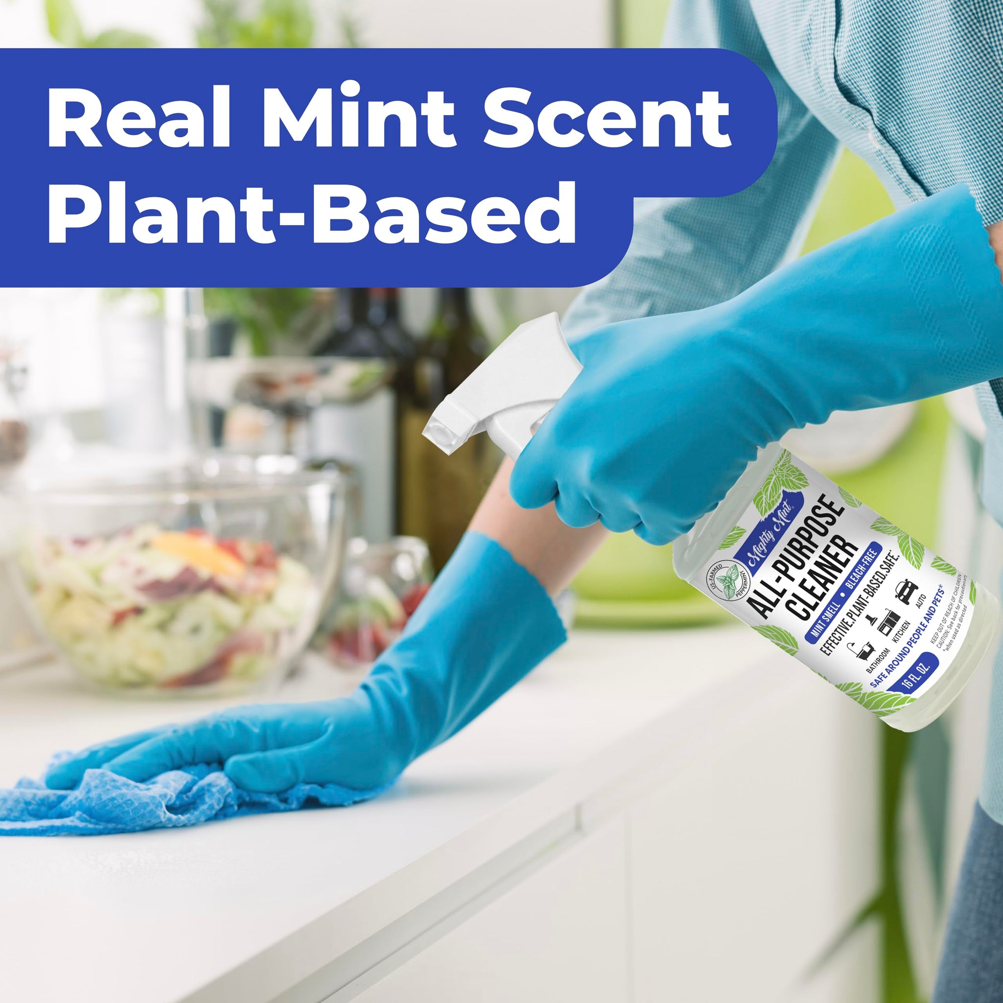 Mighty Mint All-Purpose Cleaner Spray - Plant-Based, Multi-Surface Cleaning for Kitchen, Bathroom & Home - Cuts Grease, Dirt & Grime - Peppermint