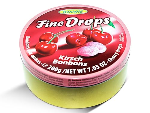 Woogie, German Fine Drops Sanded Cherry Candy Tin 200gr (Kirschgeschmack) (5 pcs)