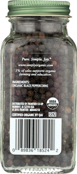 Simply Organic Whole Black Peppercorns, 2.65 Oz